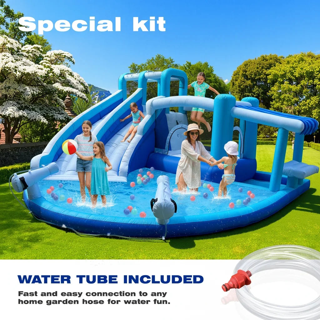 Water Slide for Adults &Kids Double Water Slides Inflatable Bounce House Water Slide Water Park, Kids Bouncy House