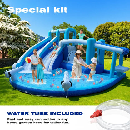 Water Slide for Adults &Kids Double Water Slides Inflatable Bounce House Water Slide Water Park, Kids Bouncy House