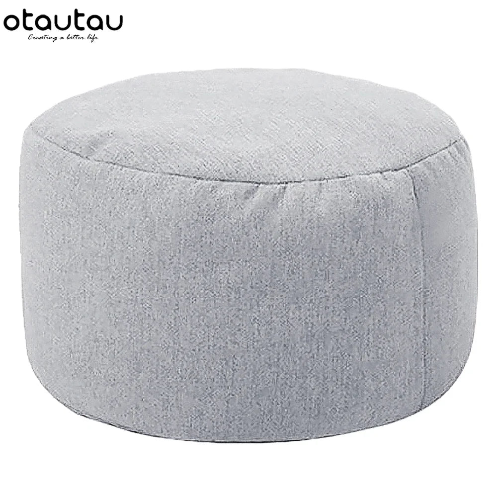 OTAUTAU Linen Bean Bag Chair with Filling Beanbag Pouf Ottoman Footstool Tatami Round Stool Futon Puff Relax Lounge Furniture