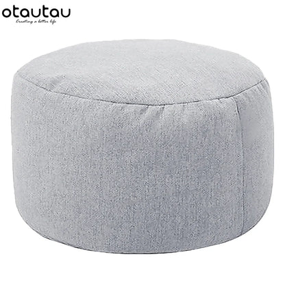 OTAUTAU Linen Bean Bag Chair with Filling Beanbag Pouf Ottoman Footstool Tatami Round Stool Futon Puff Relax Lounge Furniture
