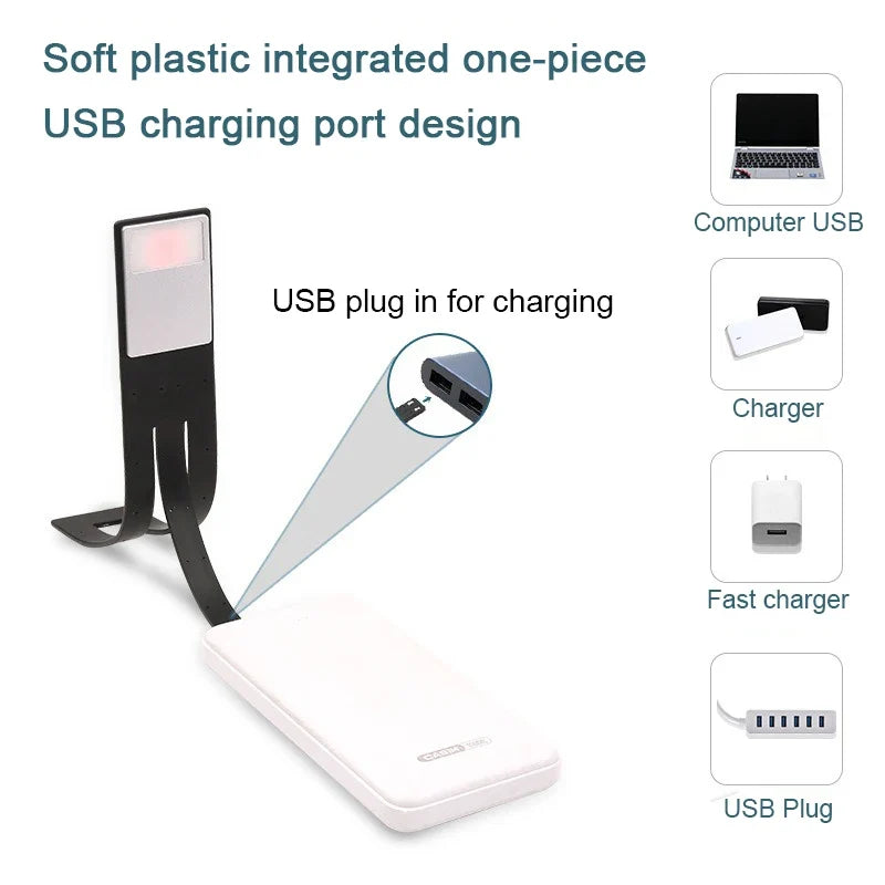 3-Color Book Light Charging Cip With Versatile Reading And Learning Light Clip Eye Protection Dimming Reading  Led Book Lamps