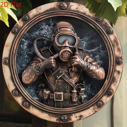 Metal retro diver pattern sign 2D home decor window and porch decor room and wall art bedroom office living room coffee