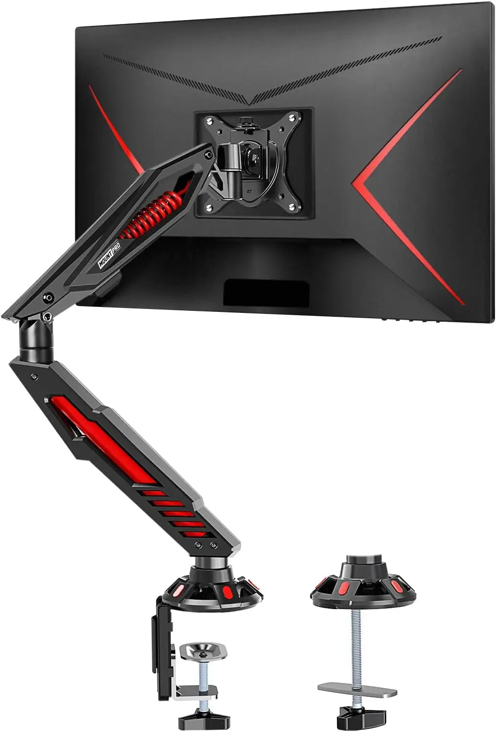 Adjustable Gaming Monitor Arm with Mechanical Spring, C Clamp & Grommet Base for Screens up to 32", VESA Compatible