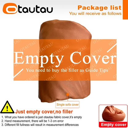 OTAUTAU 4ft Big Faux Leather Bean Bag Cover Without Filler Outdoor Beanbag Chaise Lounger Pouf Salon Game Movie Sac Puff DD004