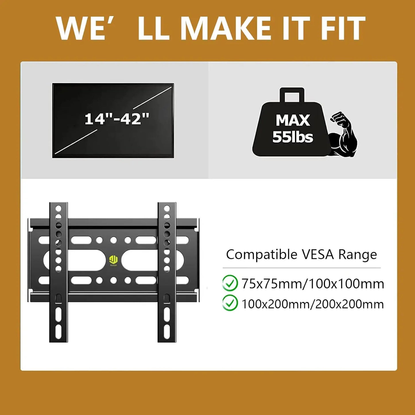 LED LCD TV Wall Mount Bracket Tilt Adjustable Strengthen TV Support for 14''-42'' Load up to 40kg VESA 200*200