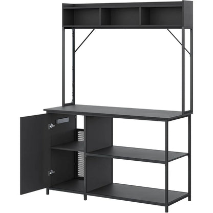 55-90 Gallon Aquarium Stand with LED Lights, Fluted Cabinet For Fish Tank Accessories Storage, Heavy Duty Metal & Power Outlets