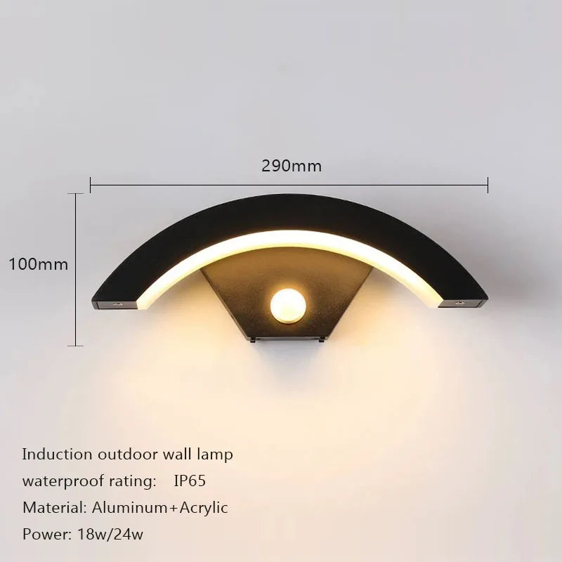 Semicircular Wall Lamp IP65 Waterproof Outdoor Wall Light with Sensor Garden Lights Street Corridor Stairs  Garden Porch