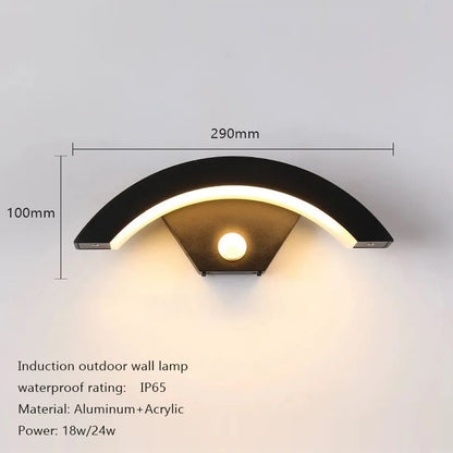 Semicircular Wall Lamp IP65 Waterproof Outdoor Wall Light with Sensor Garden Lights Street Corridor Stairs  Garden Porch