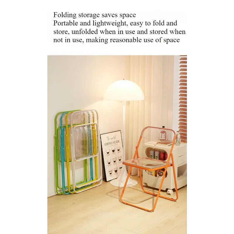 Internet celebrity folding chair acrylic transparent chair completed photo without chair simple folding crystal diningchairstool
