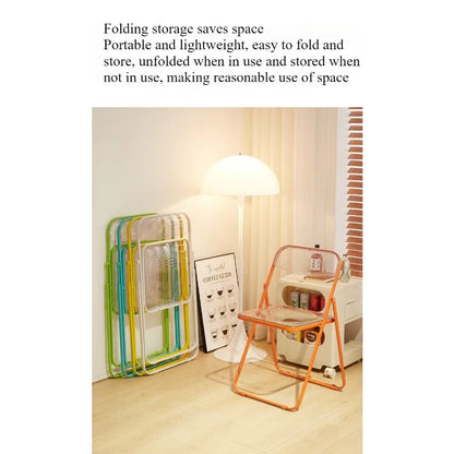 Internet celebrity folding chair acrylic transparent chair completed photo without chair simple folding crystal diningchairstool