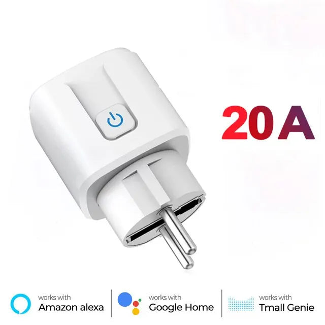 Tuya 16A 20A EU Smart Socket WiFi Smart Plug With Power Monitoring Timing Function Voice Control Alexa Google Assitant