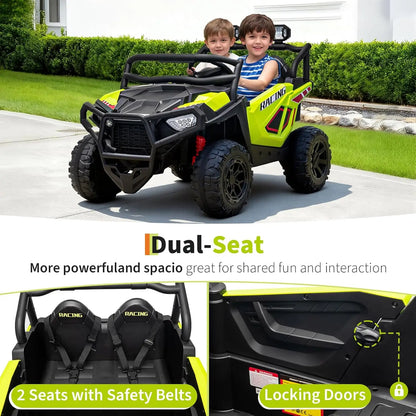 24V 2 Seater Ride On Car Electric UTV Car with Remote Control,4-Wheeler Suspension,Soft Start,3 Speeds,Led Lights,Bluetooth,3-8Y
