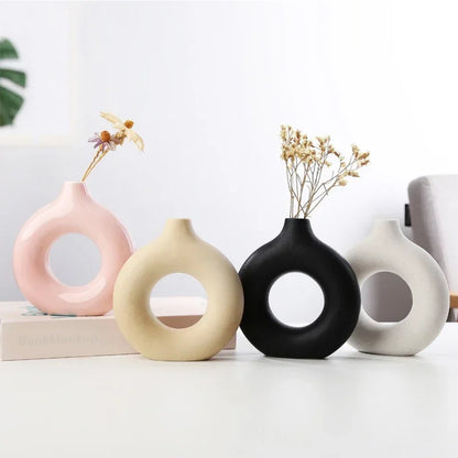 Nordic Style Flower Vase Morandi Geometric Vase Ceramic Art Crafts Bedroom Living Room Desktop Decoration Vase Decoration Home