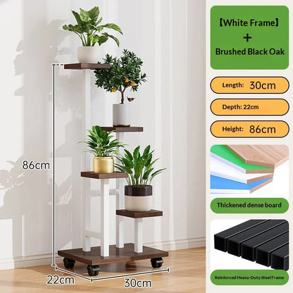 Mobile Iron Plant Stand Multi Tier Rolling Plant Rack Flower Pot Holder Indoor Outdoor Balcony Living Room Plant Shelf Rack