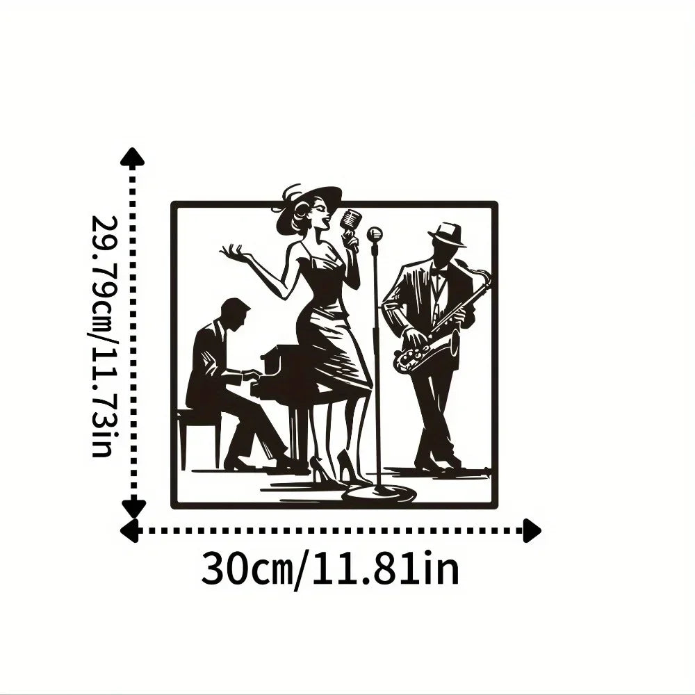 Vintage Multi-Layer Jazz Band Wall Art – Handcrafted Metal Musician Sculpture with Retro Black Finish | Ideal for Home, Bar