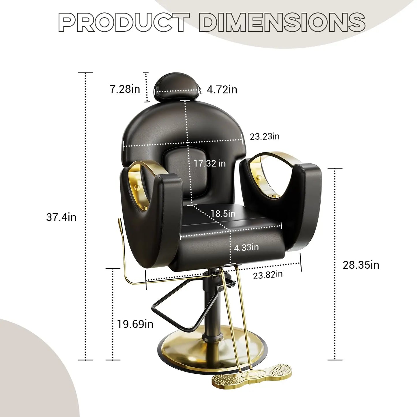 Commercial Barber Chair Reclining & 360° Swivel, Heavy Duty Hydraulic Salon Chair With Adjustable Height For Haircut Shampoo
