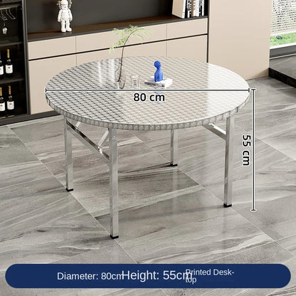 Stainless steel folding round table, suitable for home use, small apartments, large food stalls, and street vendors.