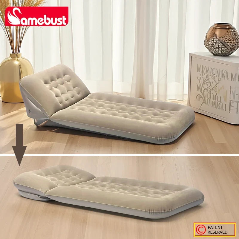 CAMEBUST Interior Air Mattress Foldable Air Mats Inflatable Sleeping Mattress Adjustable Sofa Bed Home&Outdoor use Brown/Grey