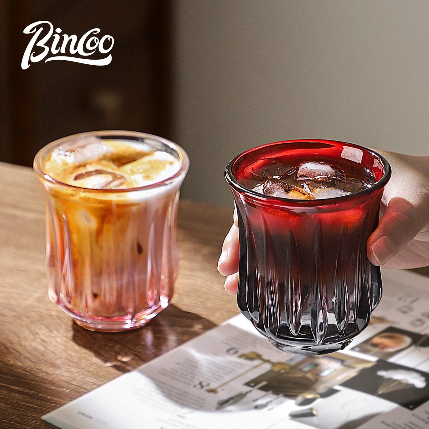 Bincoo High End Coffee Cup Elegant Retro Glass for Americano Dirty Flat White Espresso and Latte Available in 90/200/240/400ml