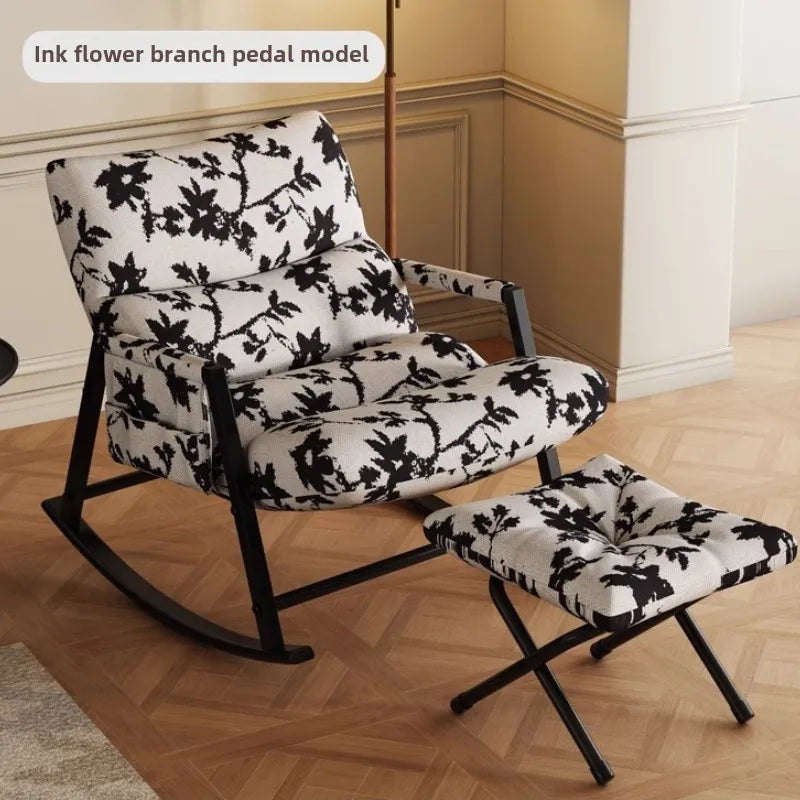 Ink Rocking Chair Adult Reclining Chair Adult Sleeping Home Living Room Lazy Sofa Balcony Leisure Single Rocking Chair