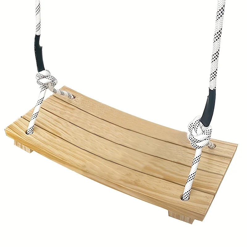 Adult Hanging Swing Chair - Solid Wood Porch Swing for Indoor/Outdoor Use, Garden Tree Hammock with Weather-Resistant Finish