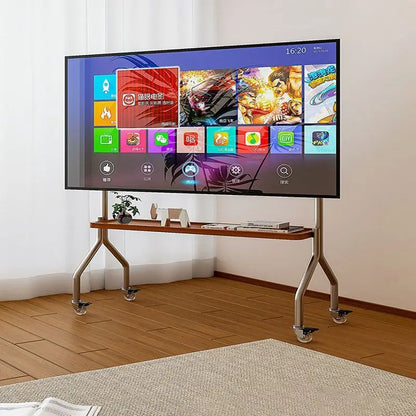 Stainless steel TV floor stand movable vertical wheeled trolley TV stand living room bedroom universal hanger Storage rack
