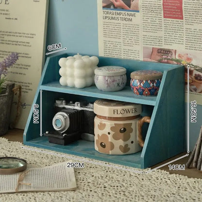 Solid Wood Cosmetics Storage Rack Multifunctional Organizer Desktop Cup Sample Storage Box Multi-layer Wooden Retro Storage Rack