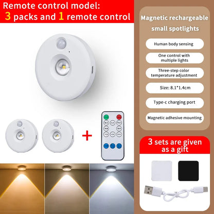 PIR Motion Sensor LED Under Cabinet Lamp Dimmable Rechargeable Night Light Stairs Closet Room Aisle Tube Bar Detector Bulb