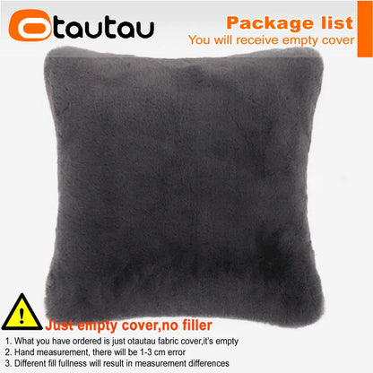 OTAUTAU Top Soft Fuffy Faux Bunny Fur Throw Pillow Case Sofa Couch Cushion Pillows Cover No Filler Baby Pet Bed ZT2TM1T