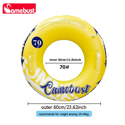 Camebust Double Valves Swim Ring Inflatable Float Tube Water Play Toys  for adult kids Blue and Yellow Color 43in