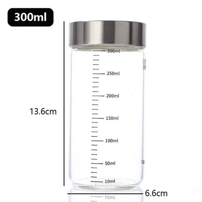 100-500ml Glass Bottle with Scale High Borosilicate Heat-resistant Glass Seal Jar Kitchen Seasoning Spices Storage Bottle Gadget
