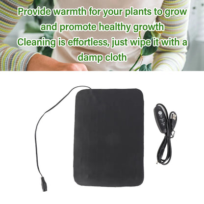Plant Heating Pad Seedling Heat Mat 3 Gear Temperature Adjustment PU Leather Hydroponic Plant Heating Pad for Indoor Gardening