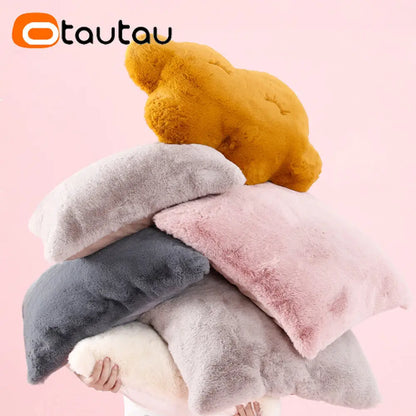 OTAUTAU Top Soft Fuffy Faux Bunny Fur Throw Pillow Case Sofa Couch Cushion Pillows Cover No Filler Baby Pet Bed ZT2TM1T