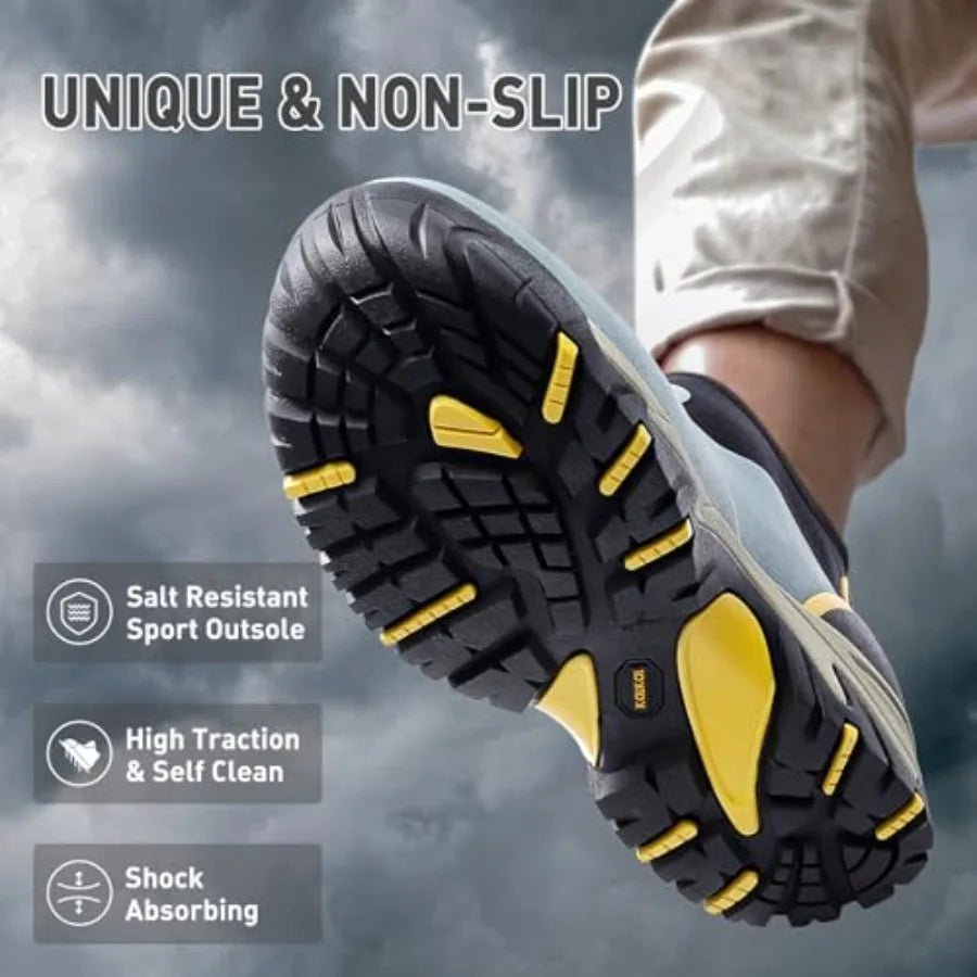 Kalkal Men's Rubber Boots Waterproof Ankle Rain Boots Insulated Working Booties with Comfortable Sports Sole Outdoor Mud Boots