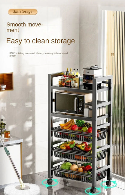 Multi-purpose mobile storage rack detachable mesh basket kitchen storage rack balcony living room shelf