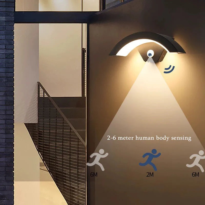 Semicircular Wall Lamp IP65 Waterproof Outdoor Wall Light with Sensor Garden Lights Street Corridor Stairs  Garden Porch