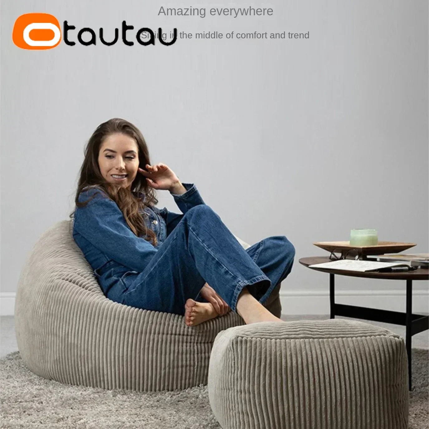 OTAUTAU Corduroy Bean Bag Cover DD025【No Filler Inside! You Need To Buy Filler By Yourself !】