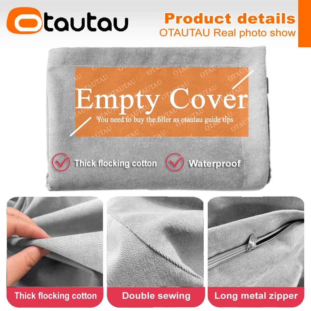 OTAUTAU Thick Waterproof Cotton Bean Bag Cover Without Filler Outdoor Pouf Chair Beanbag Puff Sofa Lounge Recliner Sac DD023