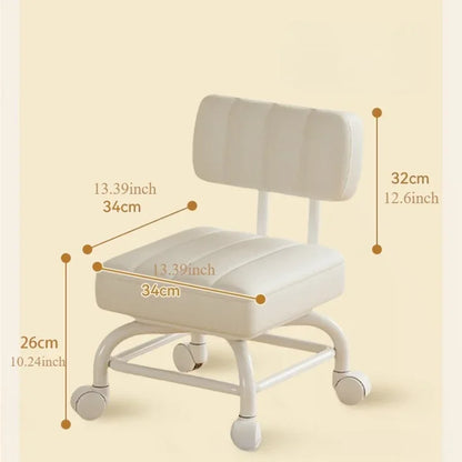 Small Stool Backrest Universal Wheel Soft Stool Children's Sofa Coffee Table Small Chair Pulley Low Stool Portable Stool