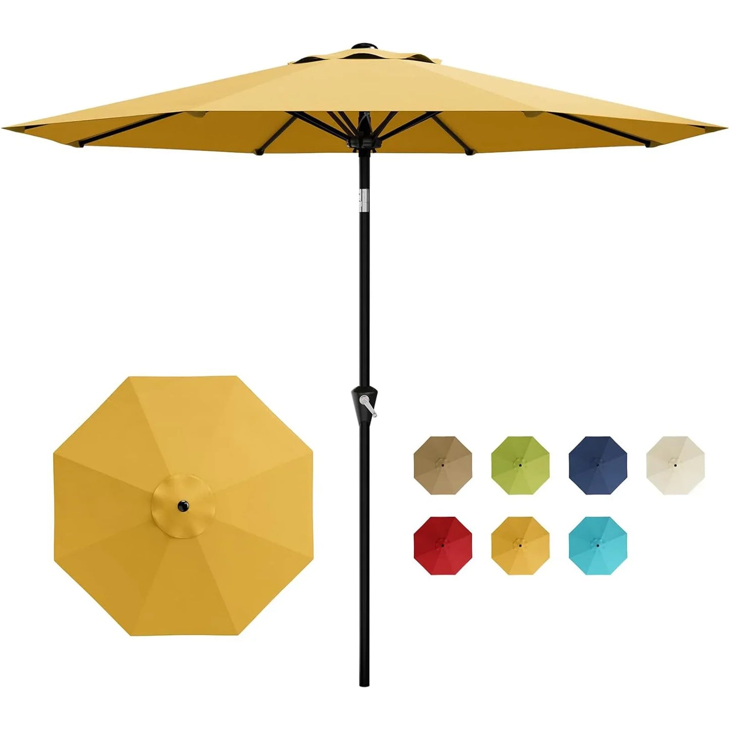 10FT Patio Umbrella Outdoor Table Market Umbrella With Crank Lift & Tilt Sunshade Waterproof For Garden Yard Pool Deck