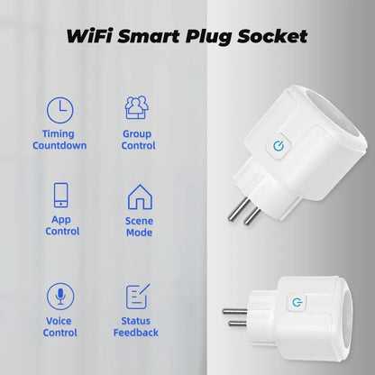 Smart Socket EU 20A Wifi Smart Plug With Power Monitoring Smart Home Voice Control Support Google Assistant Alexa Alice
