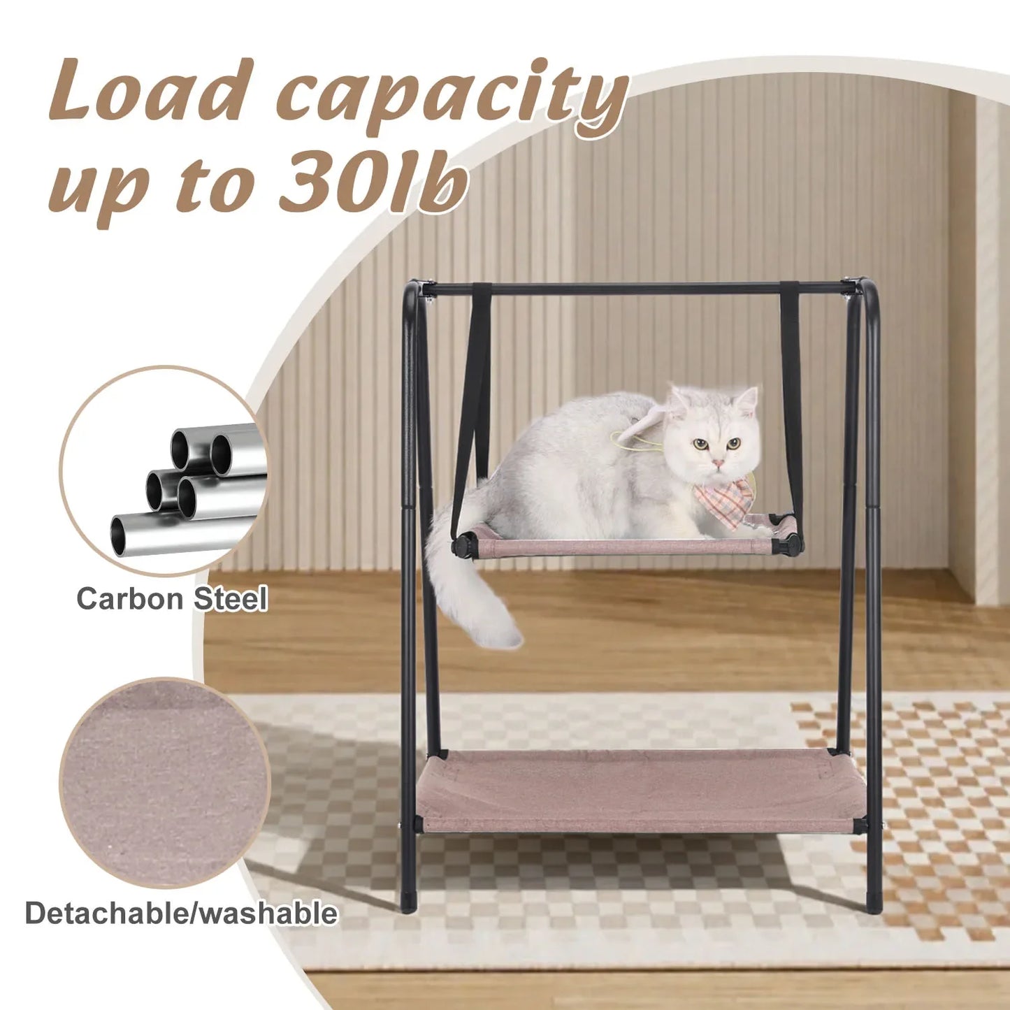 Cat Hammock Window Bed Kitten Sunny Seat Hanging Mount Beds Cat Sofa Wall Pet Hanging Winter Dual-Layer Hammock Cat Climbing