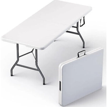 USED 4/6 Ft Plastic Folding Table - Perfect for Indoor/Outdoor Dining & Parties