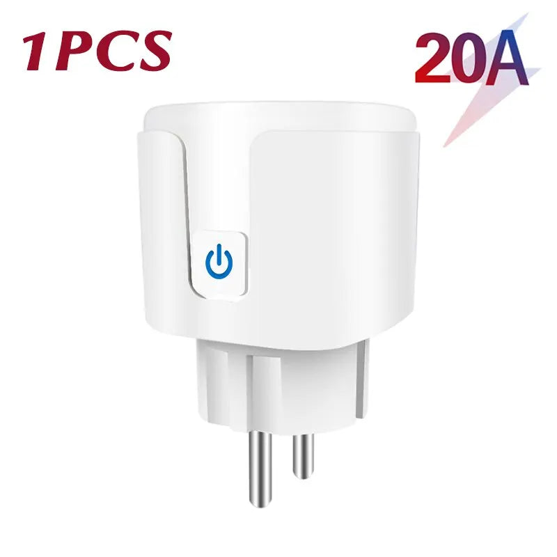Tuya 20A EU Smart Socket WiFi BLE Smart Plug With Power Monitoring Timing Function Voice Control Alexa Google Assistant