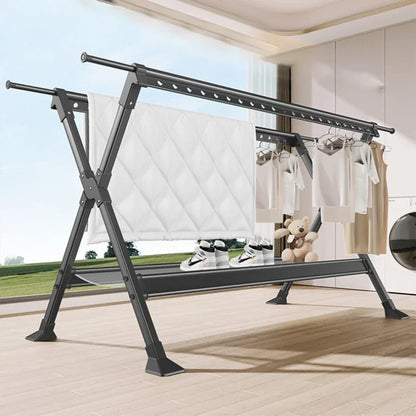 Floor-to-ceiling drying rack Aluminum alloy outdoor foldable free installation drying rack Children's clothing drying rack