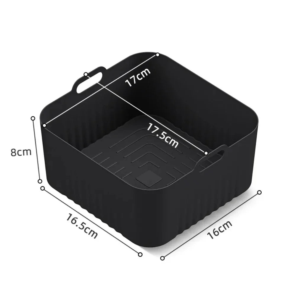 2pc/1pc Air Fryer Silicone Tray Rectangle Oven Baking Basket Reusable Liner Insert Dish Fried Chicken for Airfryers Accessories