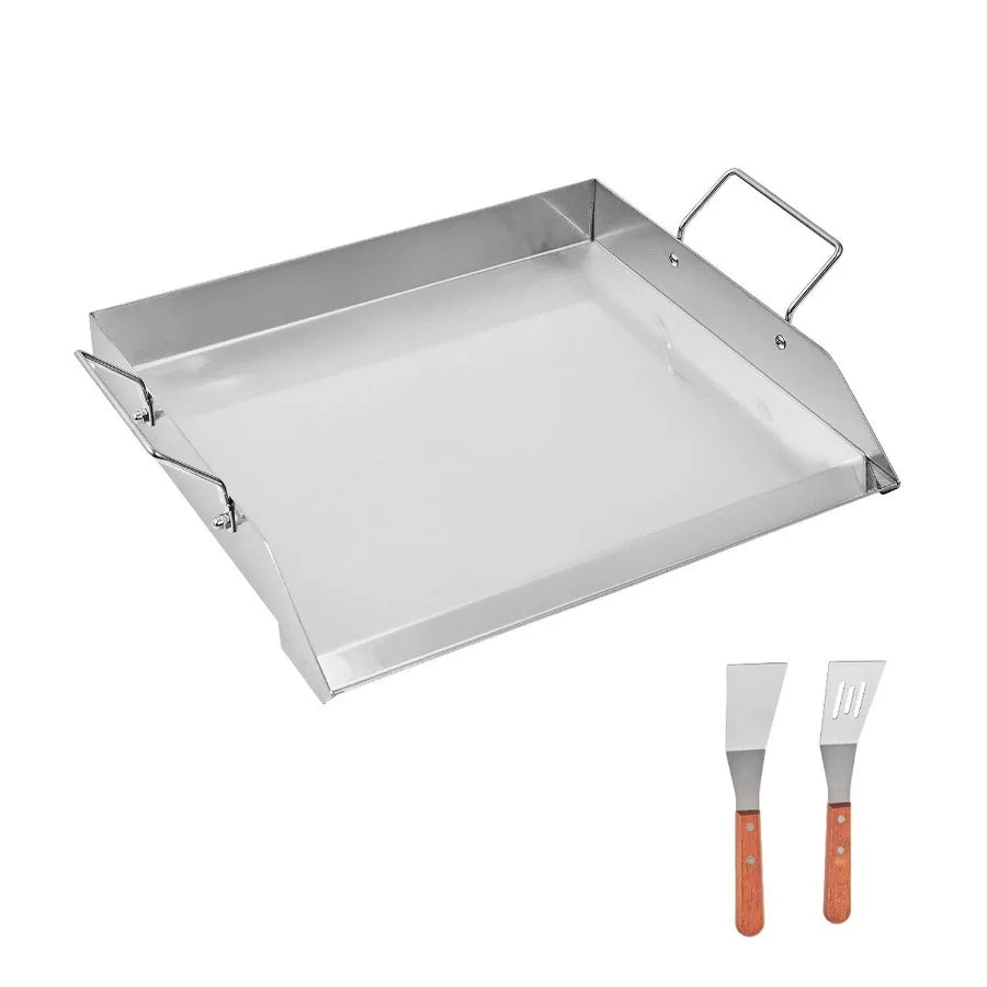Stainless Steel Griddle 18x16 inch Universal Flat Top Rectangular Plate Gas Grill Griddle for BBQ Teppanyaki Portable Family Co