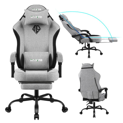 Height Adjustable 360°-Swivel Gaming Chair - Computer Chair With Footrest And Lumbar Support, Headrest For Office Or Gaming