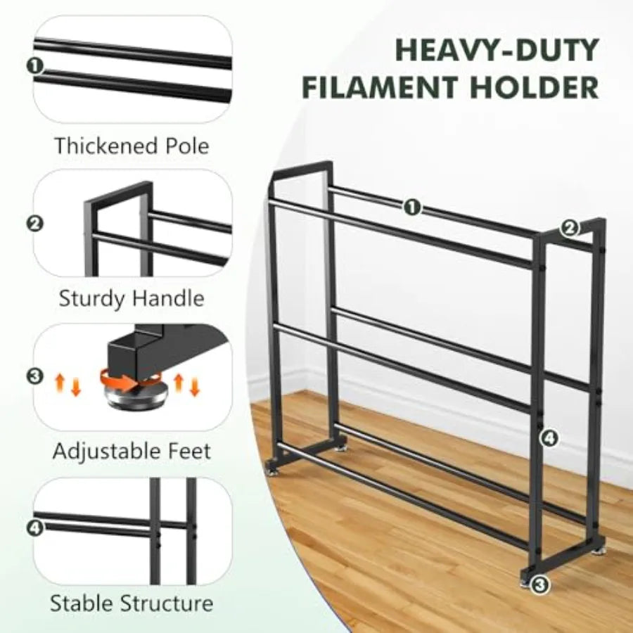 3-Tier 3D Filament Storage Rack - Heavy Duty 3d Printer Filament Rack for 30 Rolls Metal Spool Shelf for PLA ABS TPU Filament S