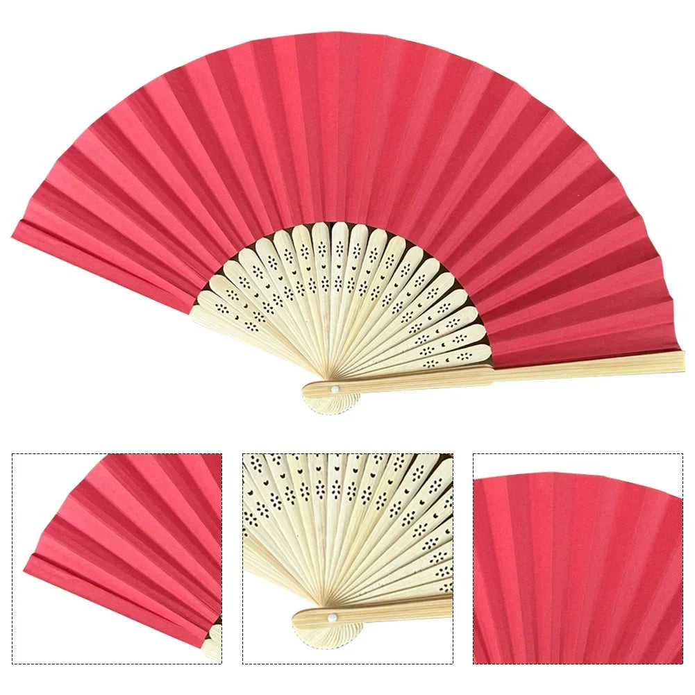 Hand Fan Bamboo Paper Fan Pocket Folding Fan Solid Color Guest Fans DIY Guest Gift for Wedding Birthday Summer Party